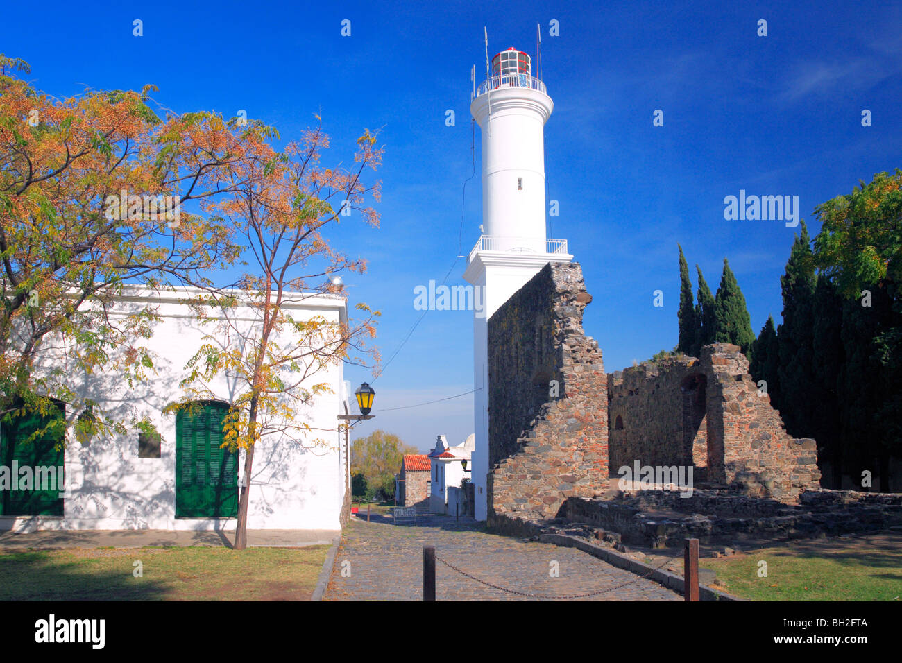 Alter Leuchtturm von Colonia del Sacramento. Uruguay, Südamerika. Stockfoto