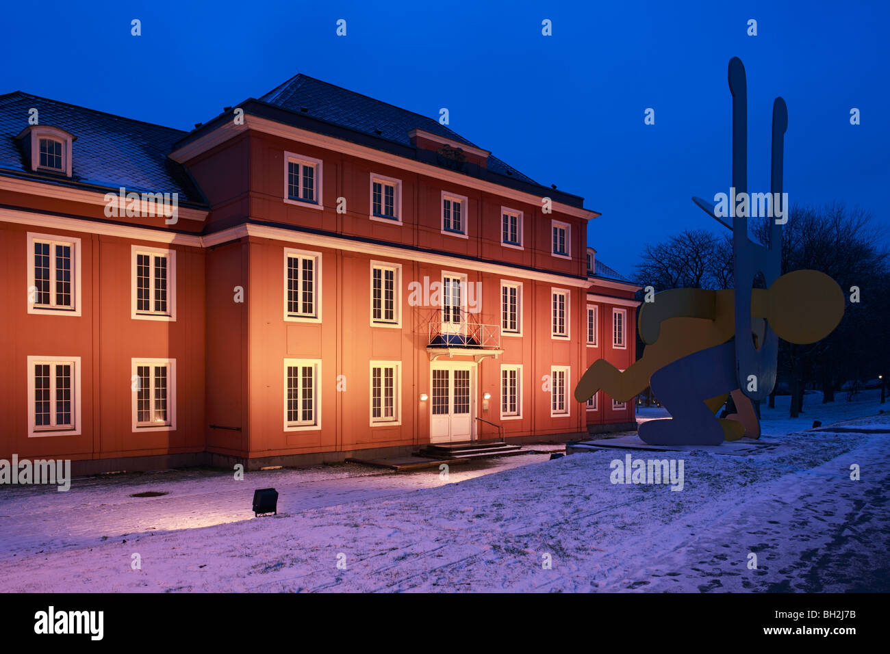 Route der Industriekultur werden bin Verschneiten Schloss Oberhausen Mit der Ludwig Galerie, Ruhrgebiet, Niederrhein, Nordrhein-Westfalen Stockfoto