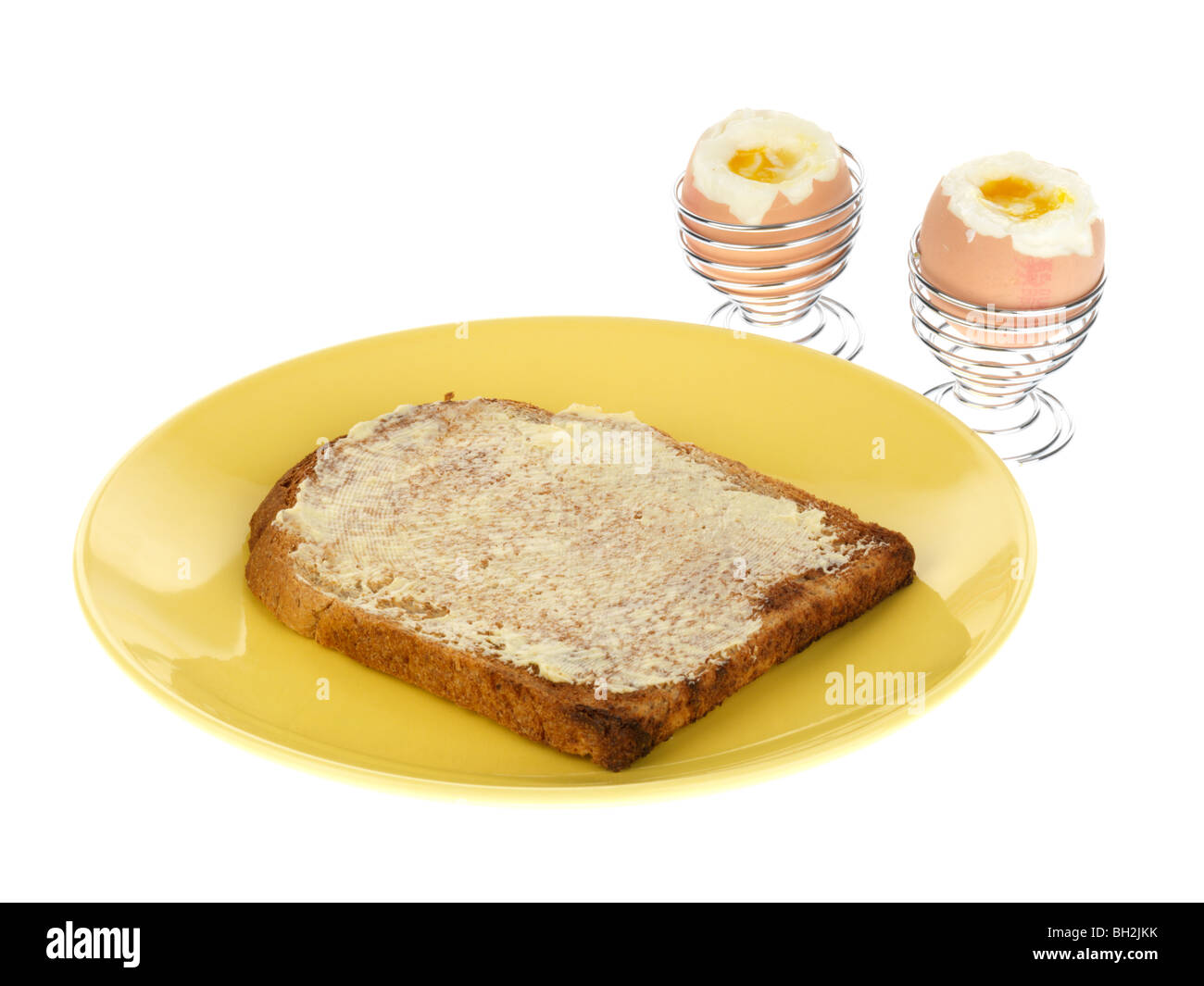 Gekochten Eiern mit Vollkorn Toast Stockfoto