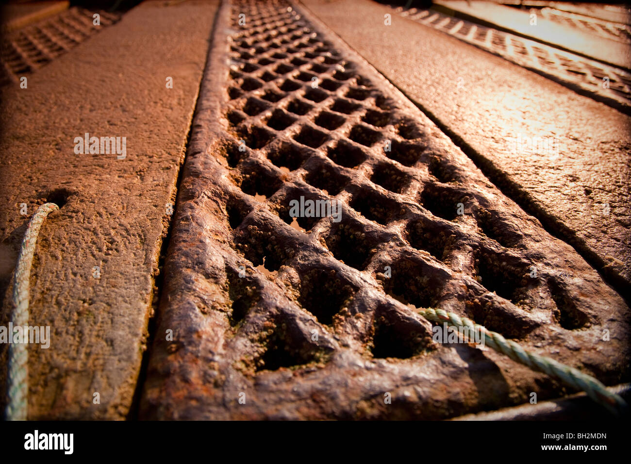 Detail des Slip Way in Mill Bay, East Portlemouth, South Hams, Devon, England, Vereinigtes Königreich Stockfoto