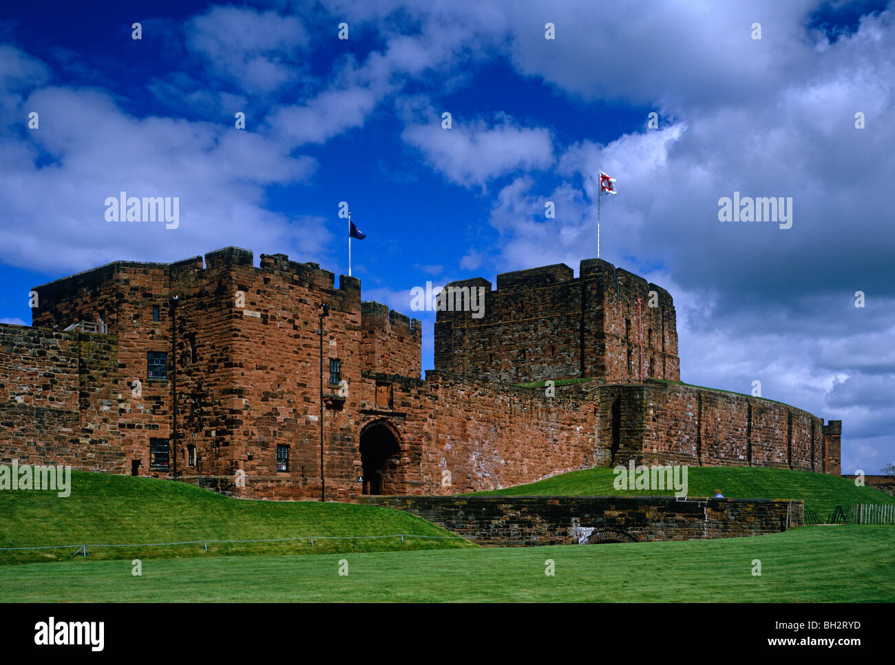 Ein Blick auf den Eingang zu Carlisle Castle, Carlisle, Cumbria Stockfoto