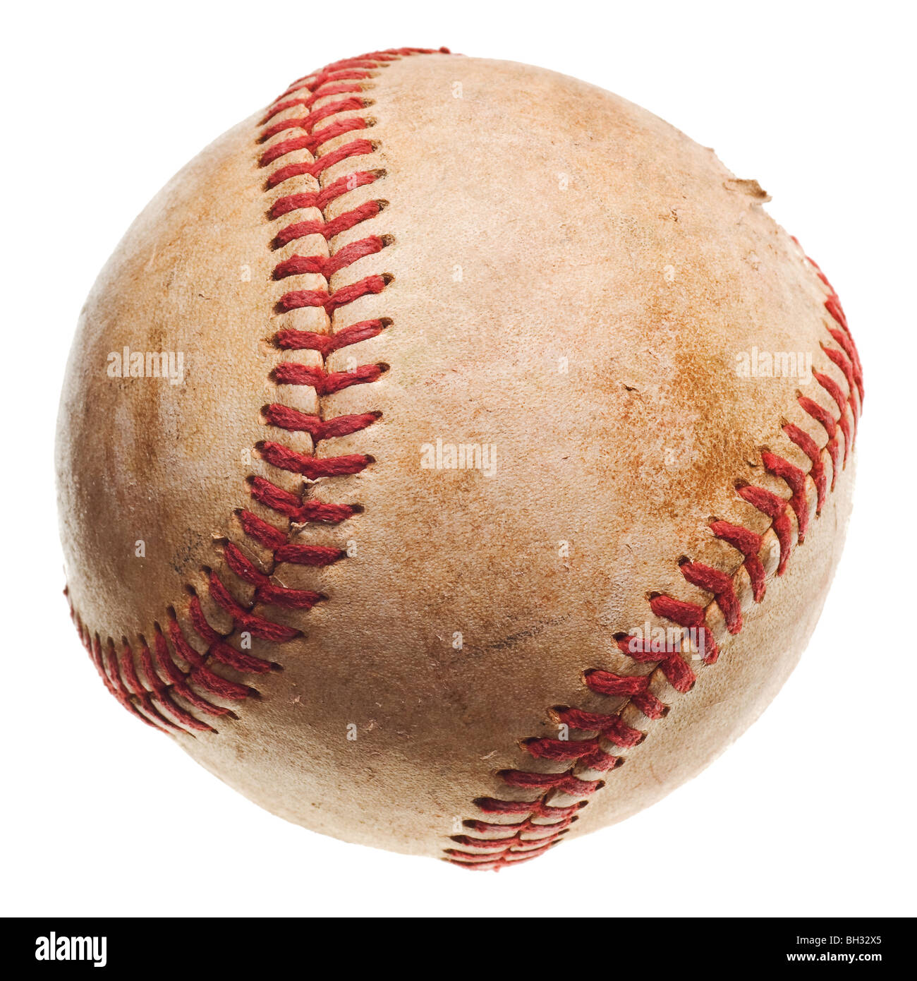 Baseball mit roten Nähten Baseball isoliert auf weißem Hintergrund Stockfoto