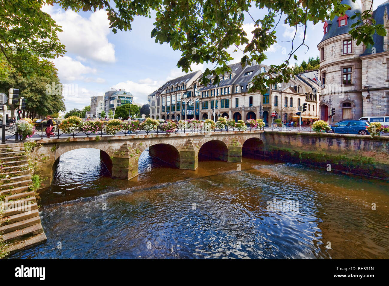 Odet Fluss, Stadt von Quimper, Handelsverträge des Finistere, Bretagne, Frankreich Stockfoto