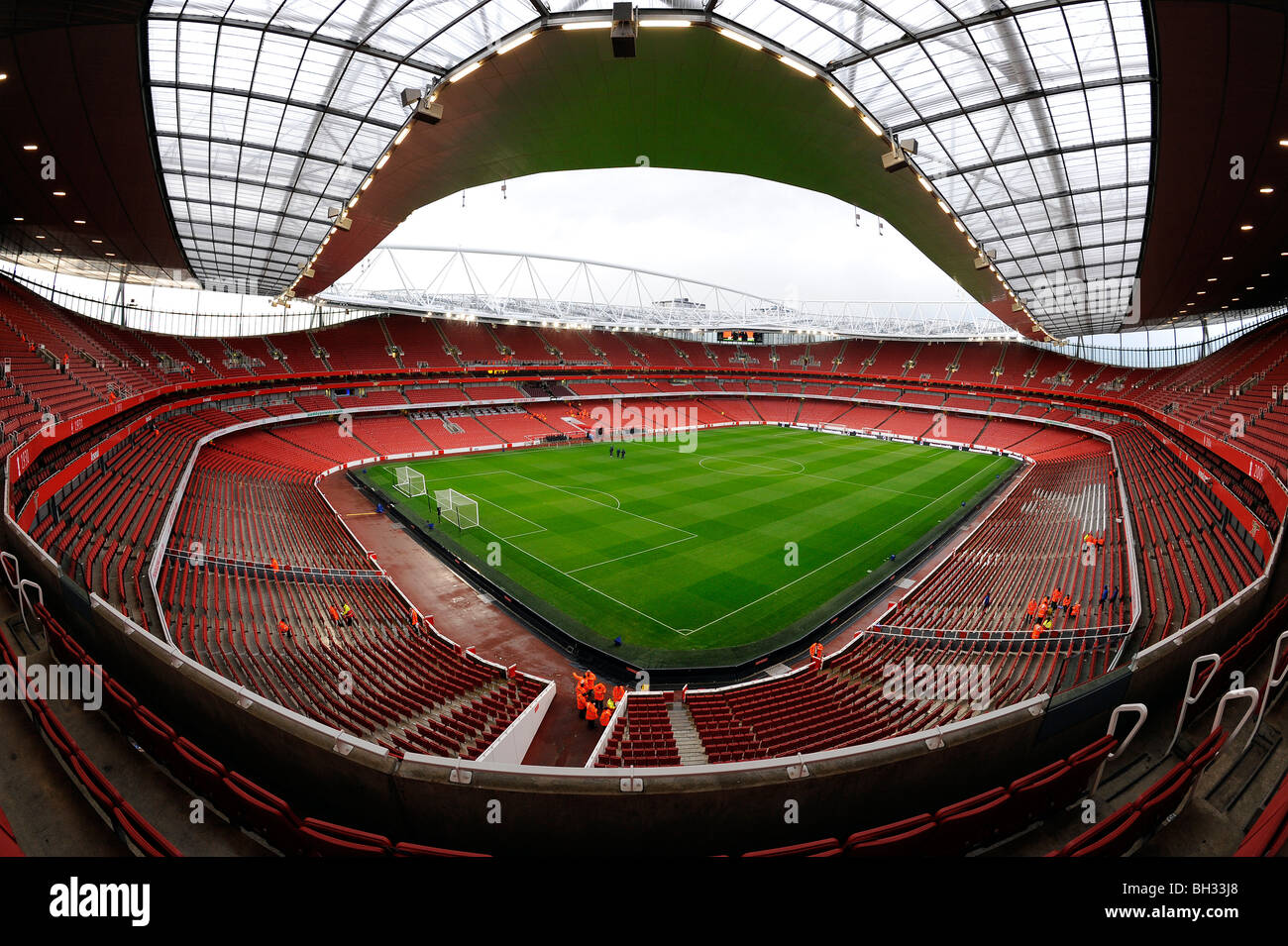 Blick in das Emirates Stadium (auch bekannt als Ashburton Grove), London. Haus von Arsenal Football Club Stockfoto