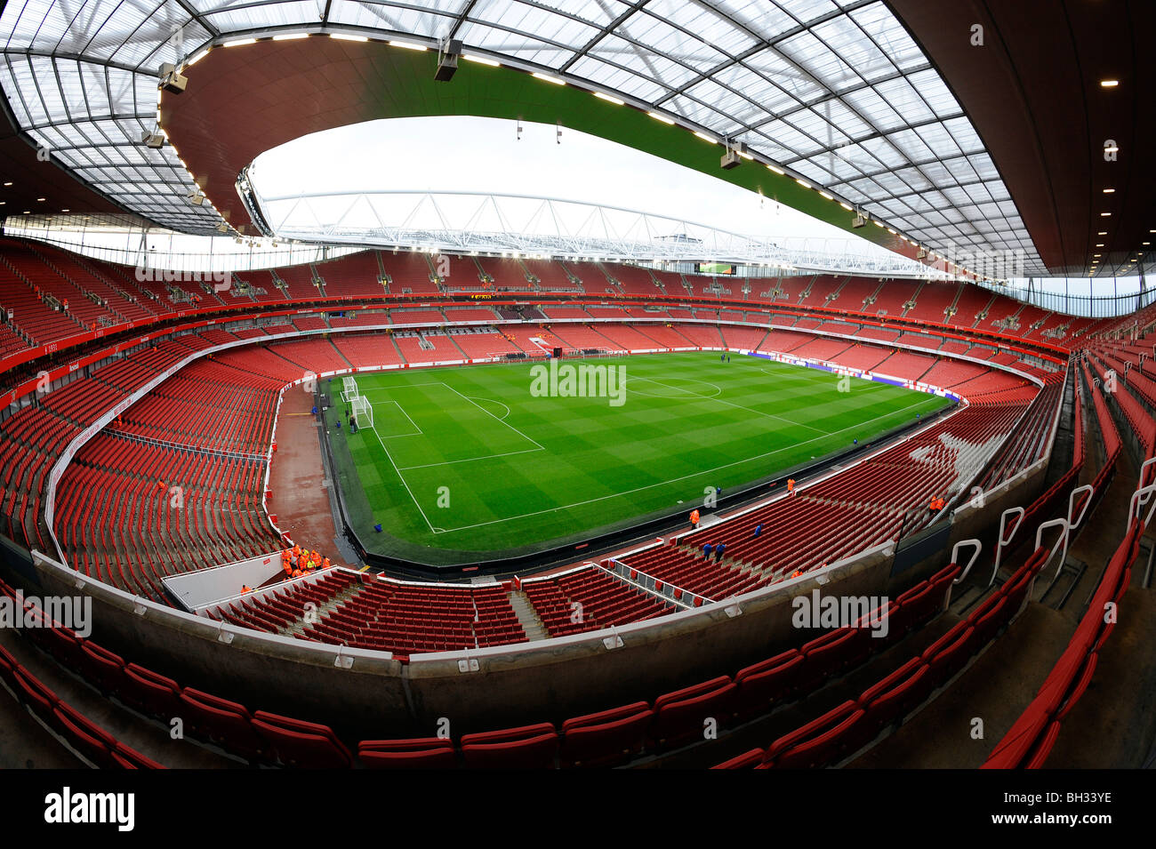 Blick in das Emirates Stadium (auch bekannt als Ashburton Grove), London. Haus von Arsenal Football Club Stockfoto