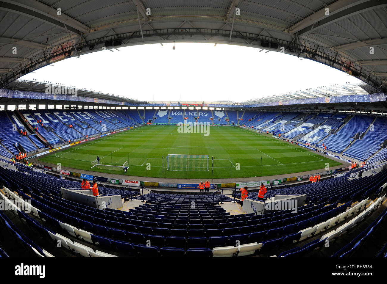 Innenansicht der King Power Stadium (formal bekannt als Walkers Stadium) Leicester. Haus von Leicester City Football Club Stockfoto