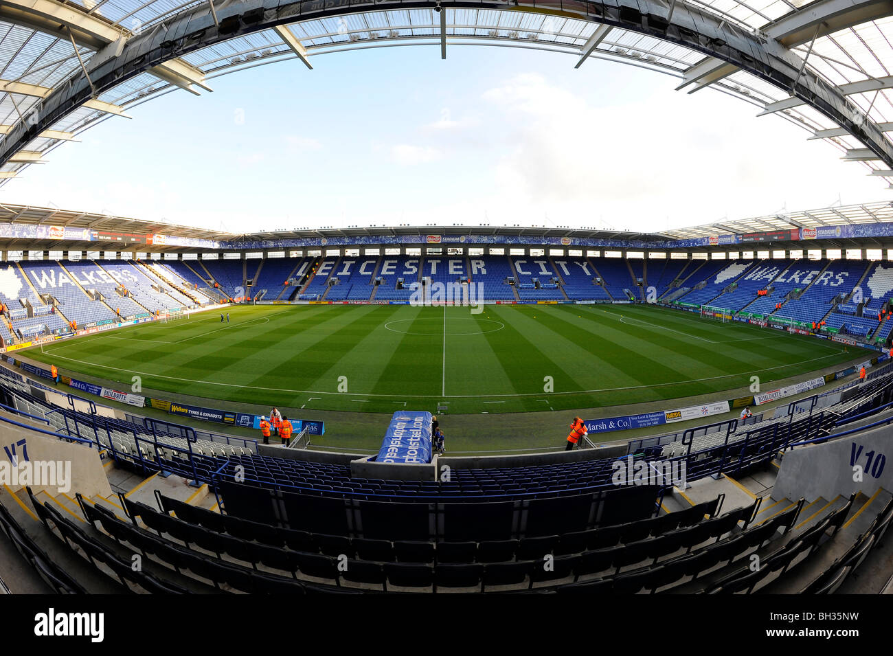 Innenansicht der King Power Stadium (formal bekannt als Walkers Stadium) Leicester. Haus von Leicester City Football Club Stockfoto
