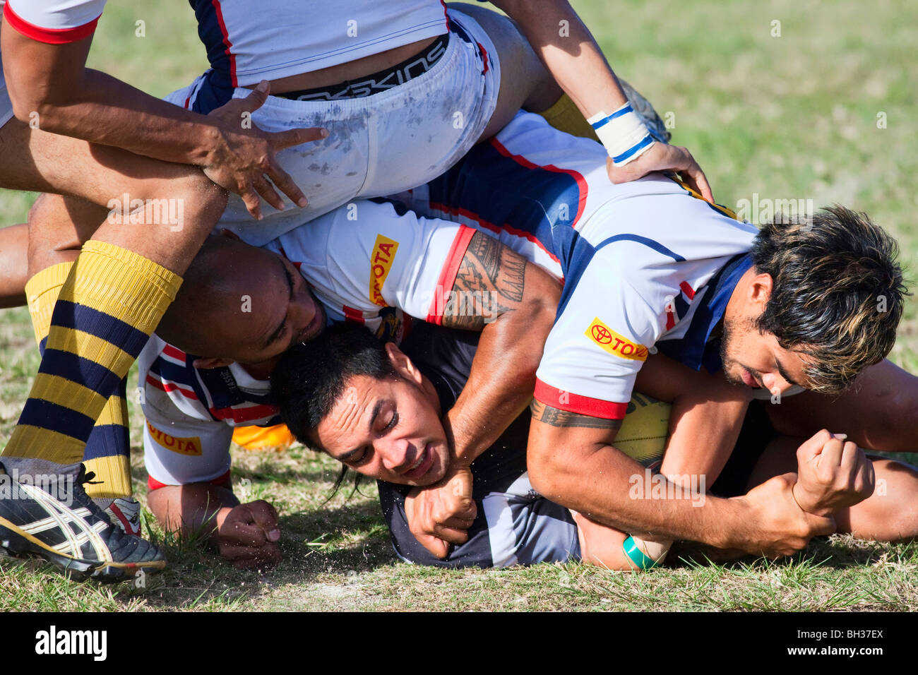 Ein Rugby-Spiel auf Rarotonga in Cook-Inseln Stockfoto