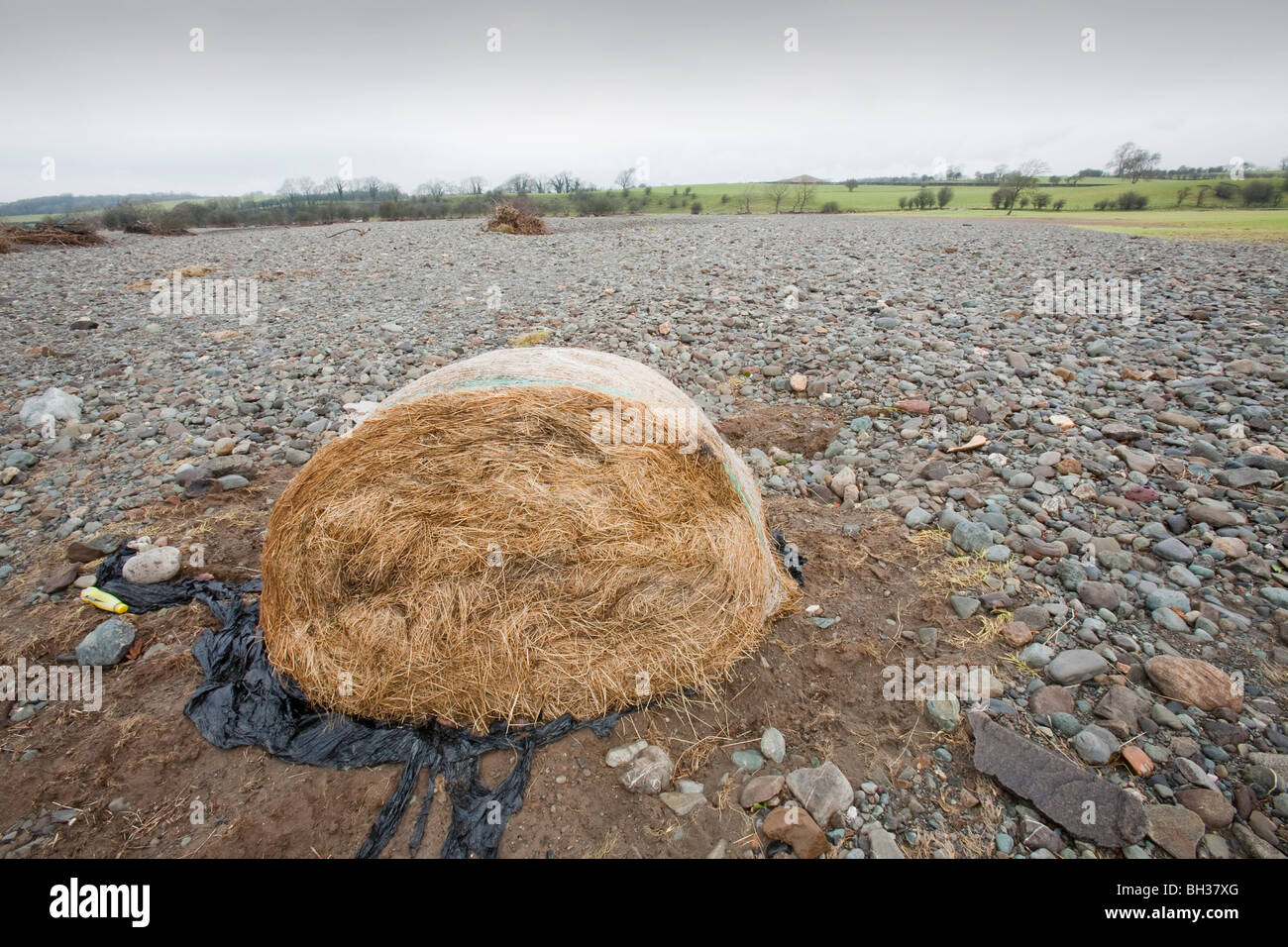 Rückstand hinter sich gelassen durch die verheerenden Überschwemmungen der November 2009 in Cockermouth bei der Fluss Derwent noch nie dagewesene Ausmaße angenommen. Stockfoto