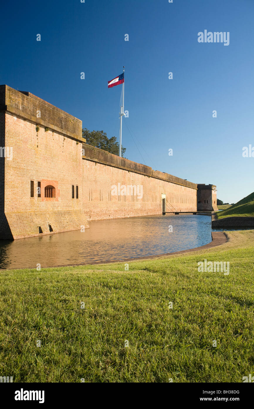 Georgien - Fort Pulaski National Monument, ein Bürgerkrieg Ära Fort auf Cockspur Insel schützen den Fluss nähert sich nach Savannah. Stockfoto