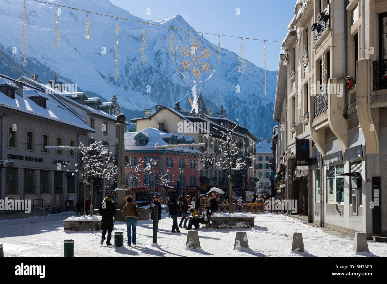 Die Stadtzentrum, Chamonix Mont Blanc, Haute Savoie, Frankreich Stockfoto