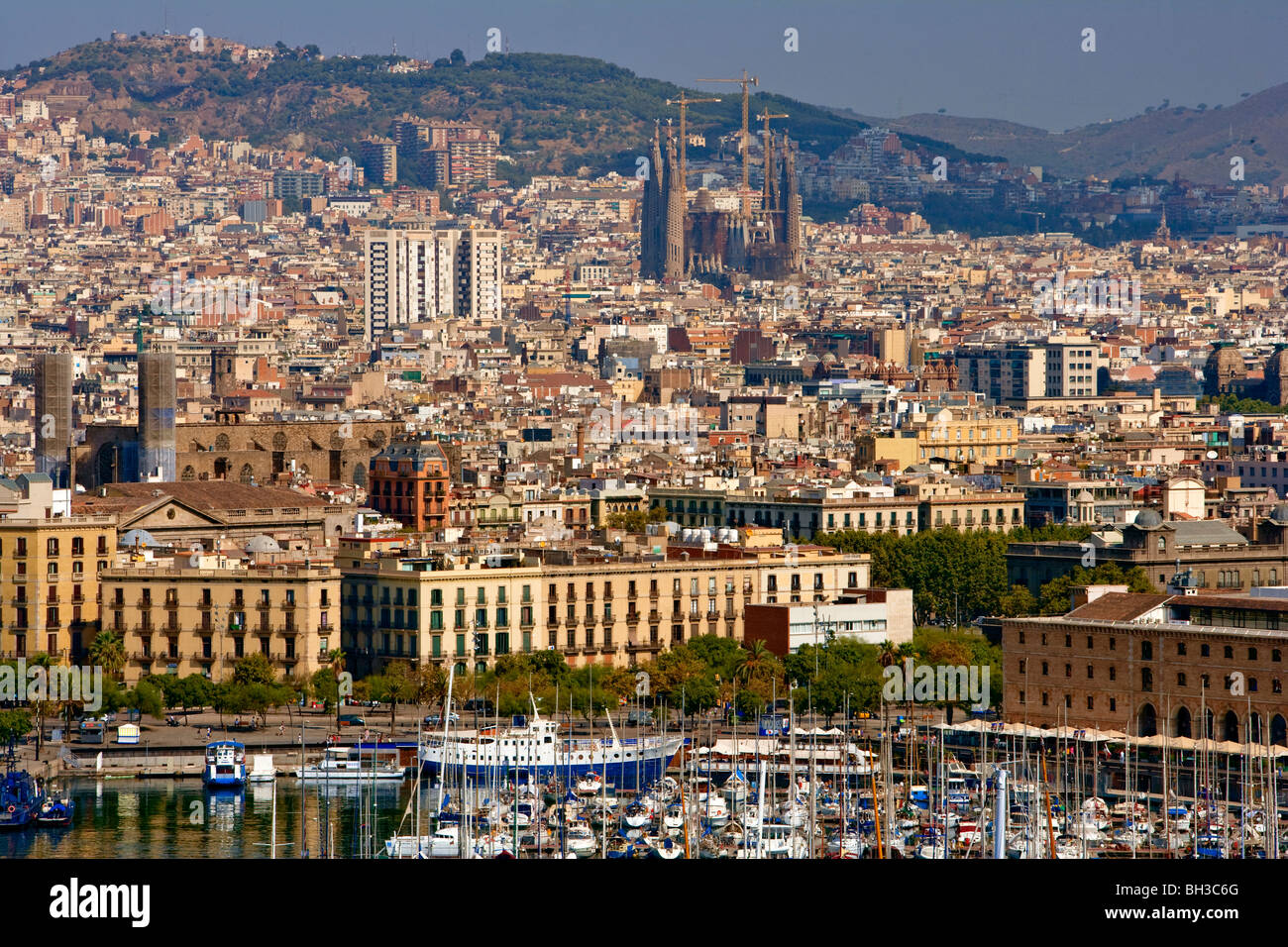 Barcelona - Port Vell - direkt am Meer Stockfoto