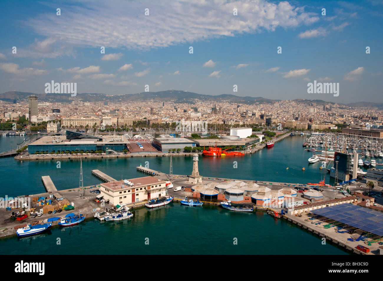 Barcelona - Port Vell - direkt am Meer Stockfoto