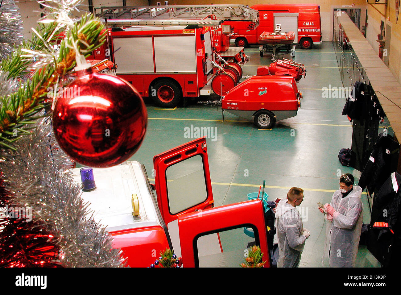 WEIHNACHTSFEIER IM FIRE DEPARTMENT VON GAILLON, EURE (27), FRANKREICH Stockfoto