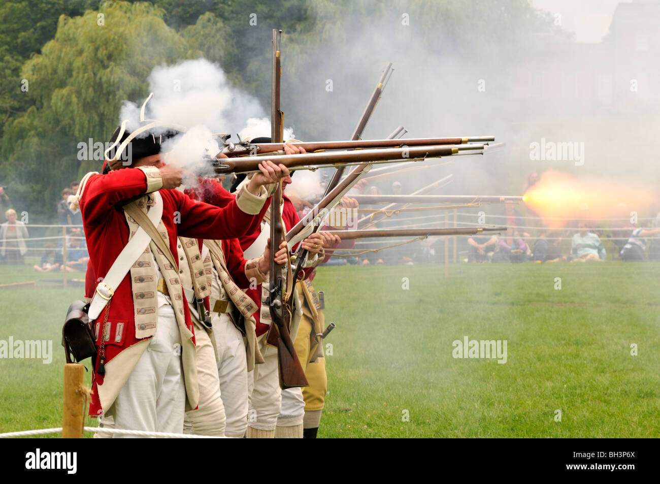 Historisches Reenactment der Schlacht von Lexington. Stockfoto
