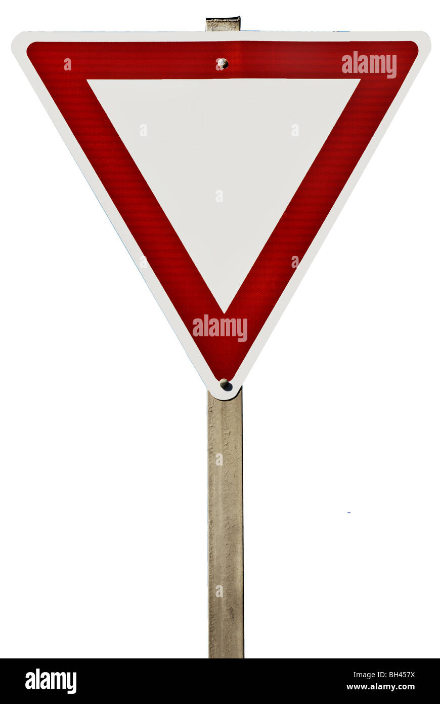 Ein leeres Schild isoliert auf weiss Stockfoto