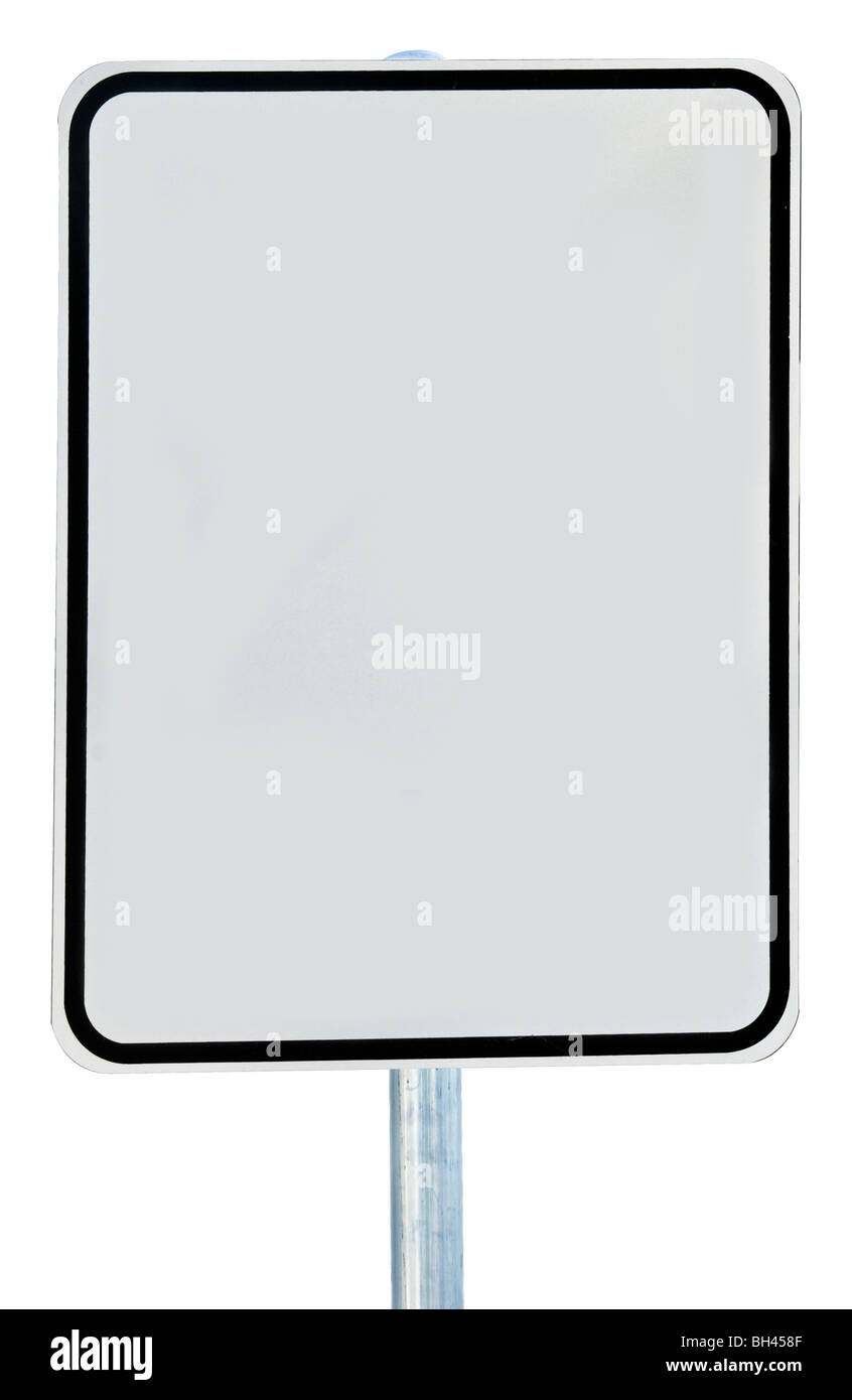 Ein leeres Schild isoliert auf weiss Stockfoto