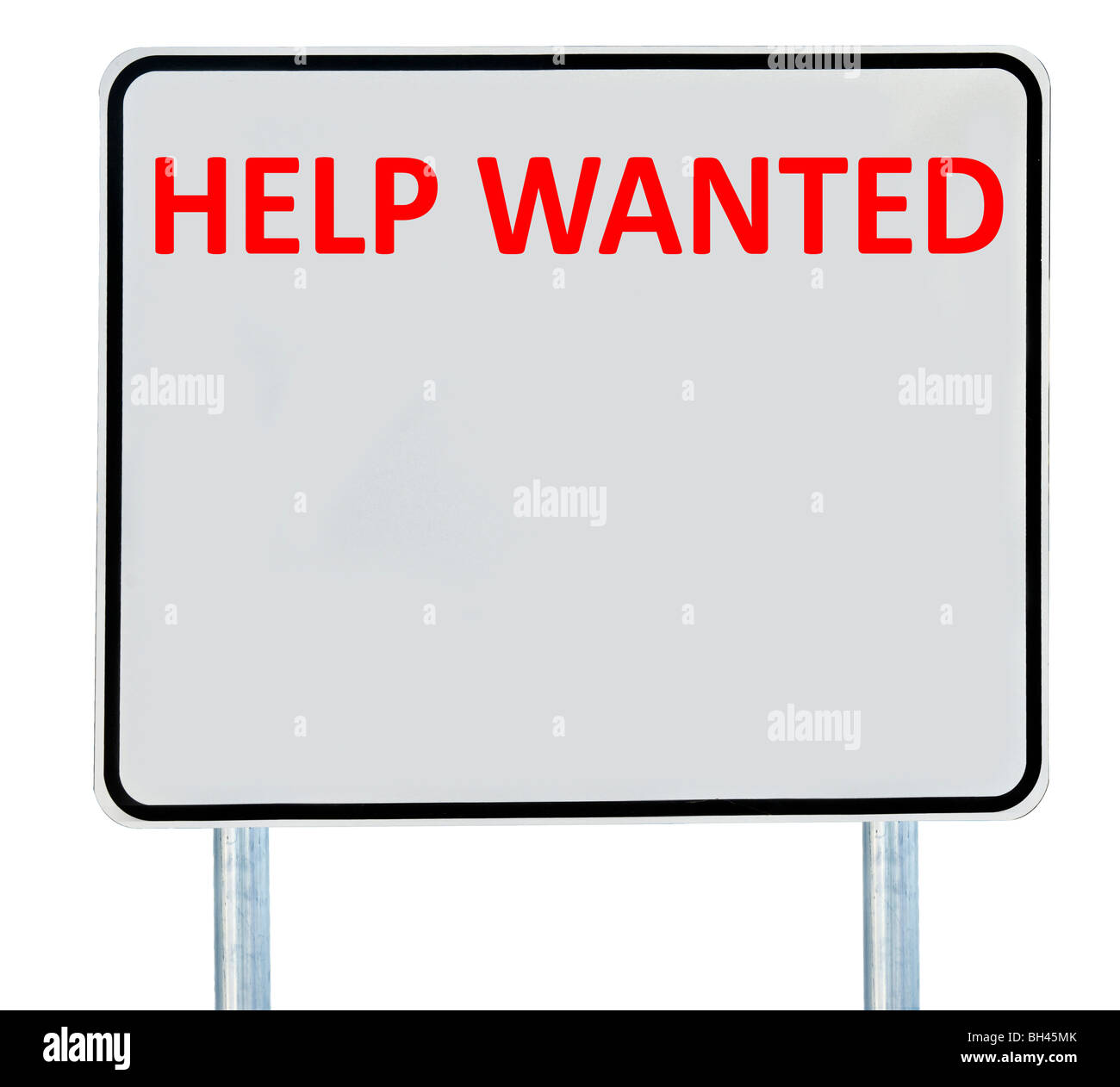 Ein "Help Wanted" Zeichen isoliert auf weiss. Stockfoto