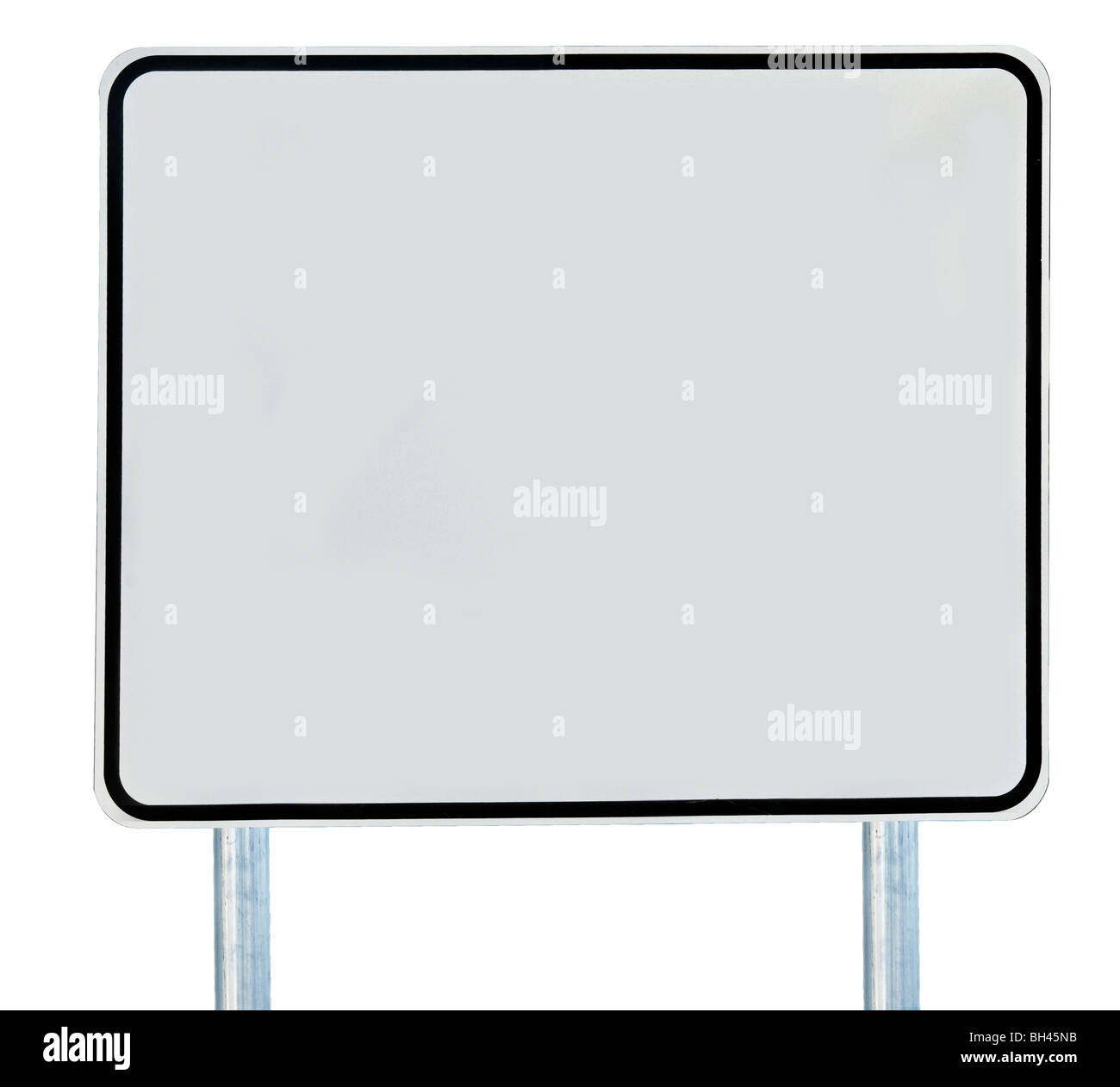 Ein leeres Schild isoliert auf weiss. Stockfoto