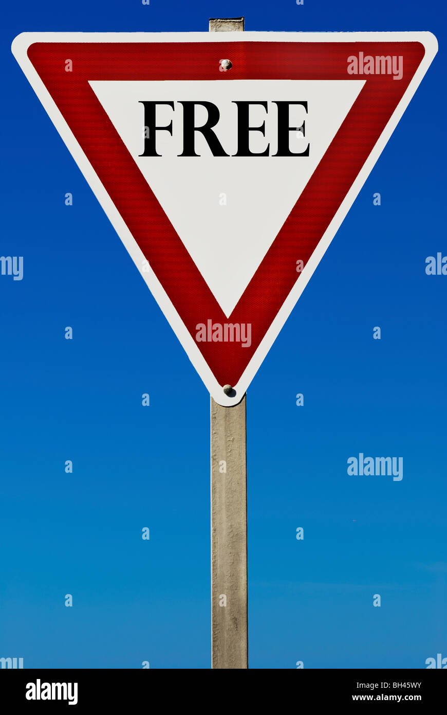 Eine kostenlose Anmeldung isoliert auf weißem Hintergrund Stockfoto