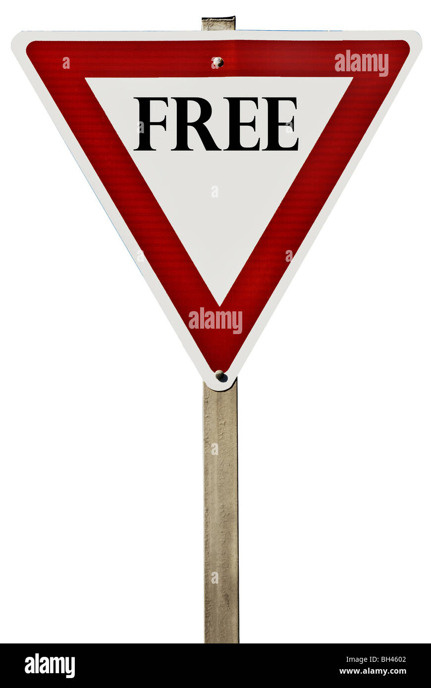 Eine freie Straße Zeichen isoliert auf weiss. Stockfoto