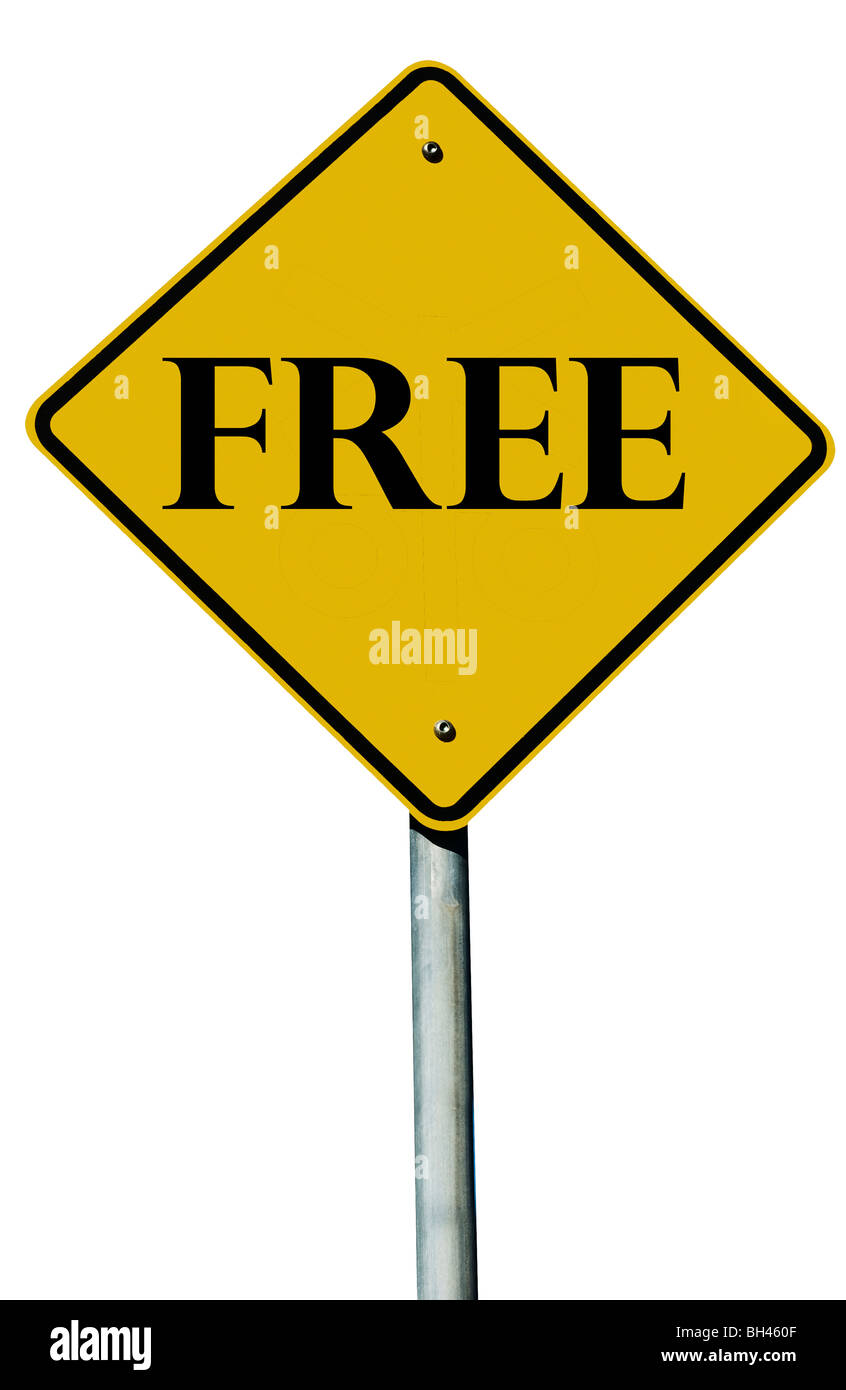 Eine freie Straße Zeichen isoliert auf weiss. Stockfoto