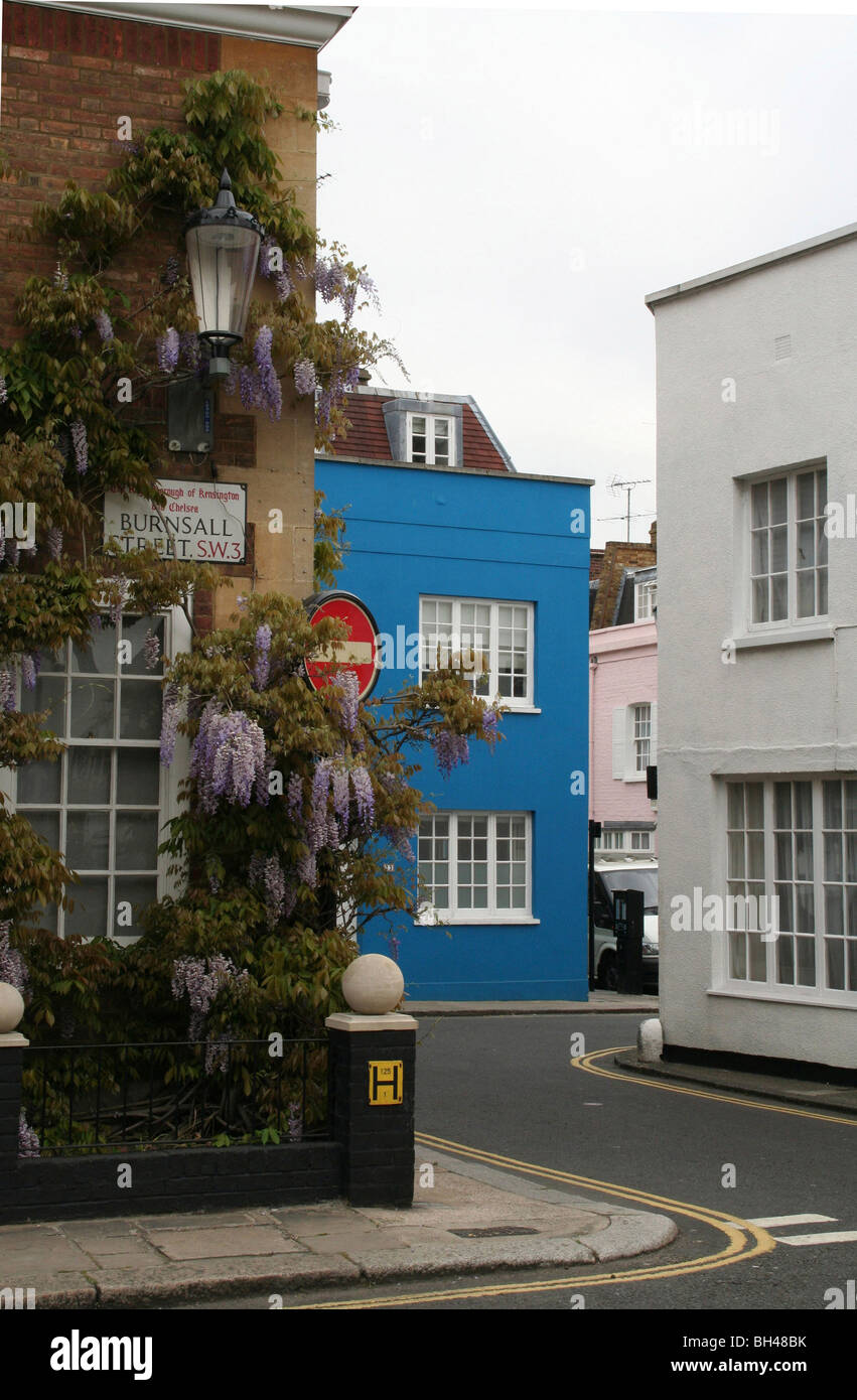 Bunte Straße Ecke in Chelsea. Stockfoto