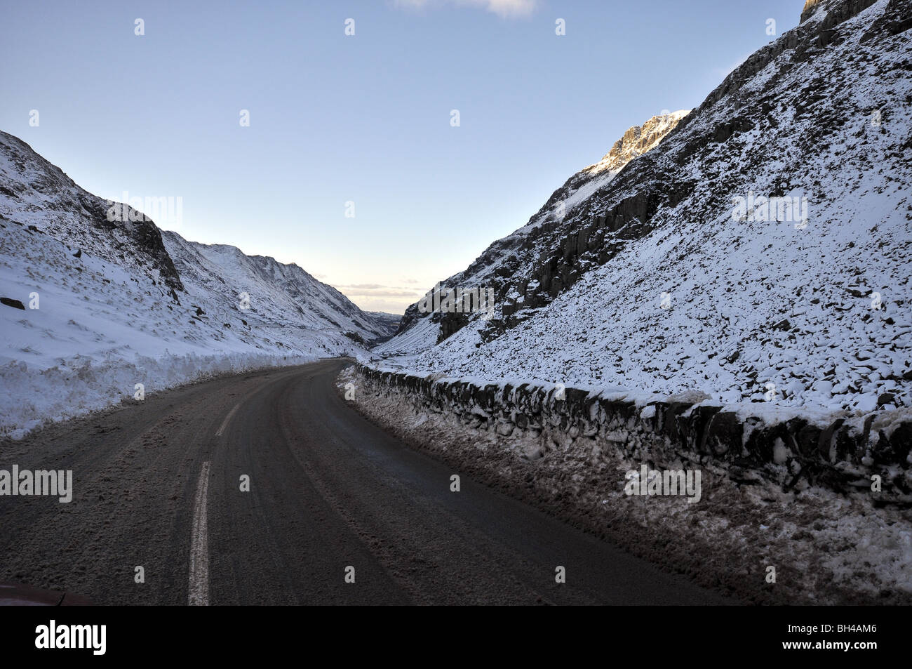 Pass von Llanberis Gwynedd Snowdonia Januar 2010 Stockfoto