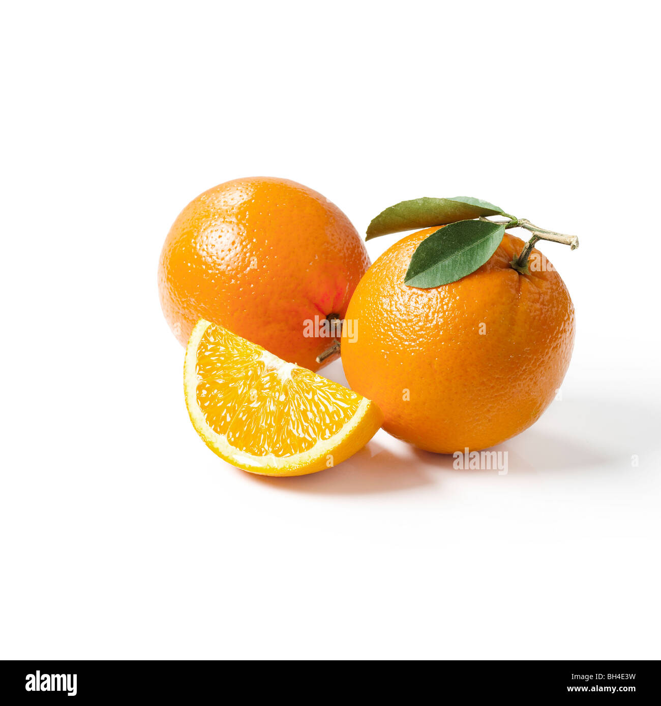 Orangen auf weißem Hintergrund Stockfoto