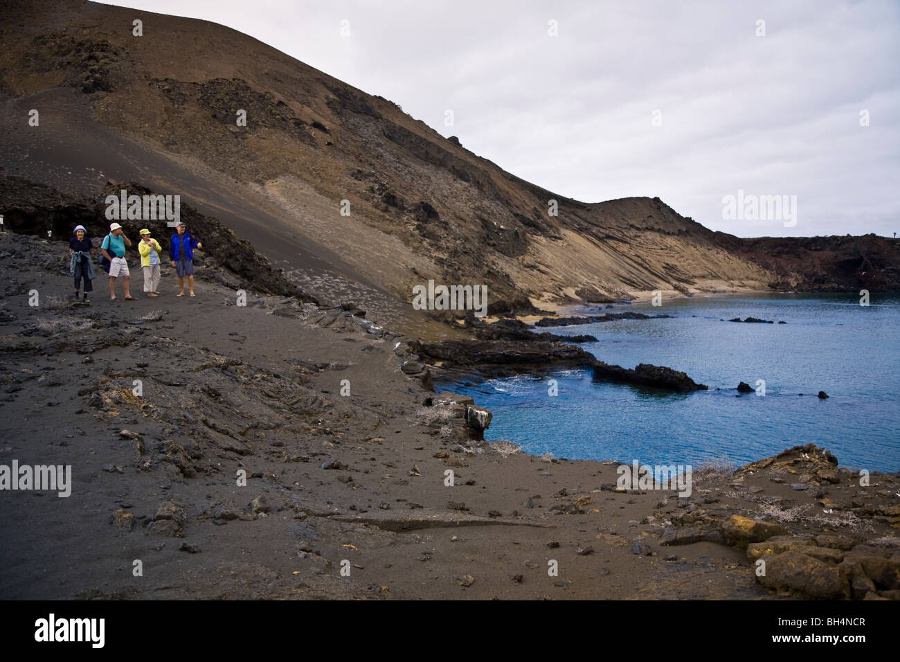 Bartolome Insel ist bekannt für seine spektakulären lunar wie verkrustet Lavalandschaft Bartolome Insel Galapagosinseln Ecuador Stockfoto