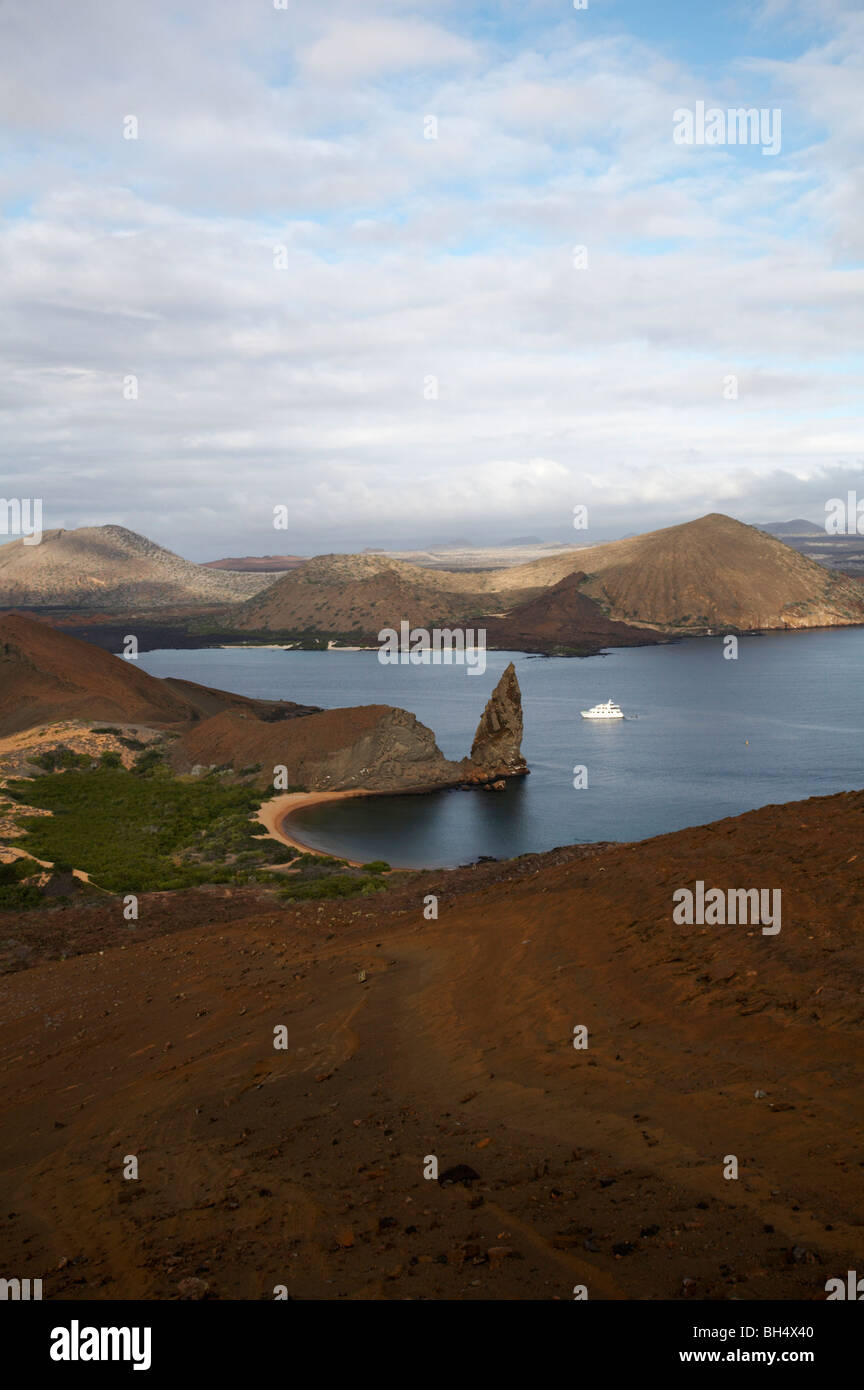 Landschaft der Isla Bartolomé, die klassische Naturschönheit von den Galapagos-Inseln im September. Stockfoto