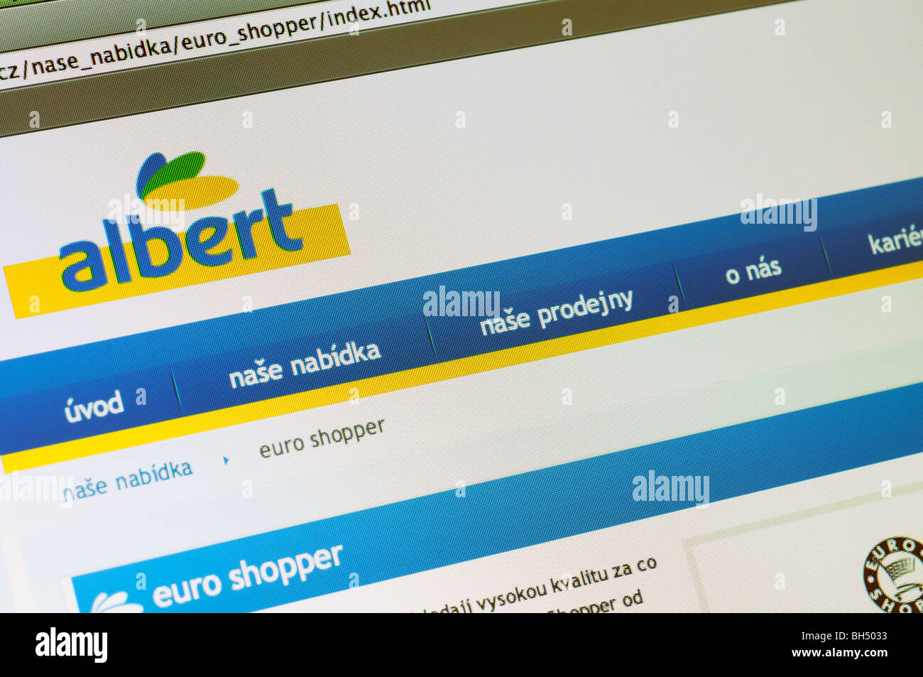 Albert Czech Supermarkt Webseite Stockfoto