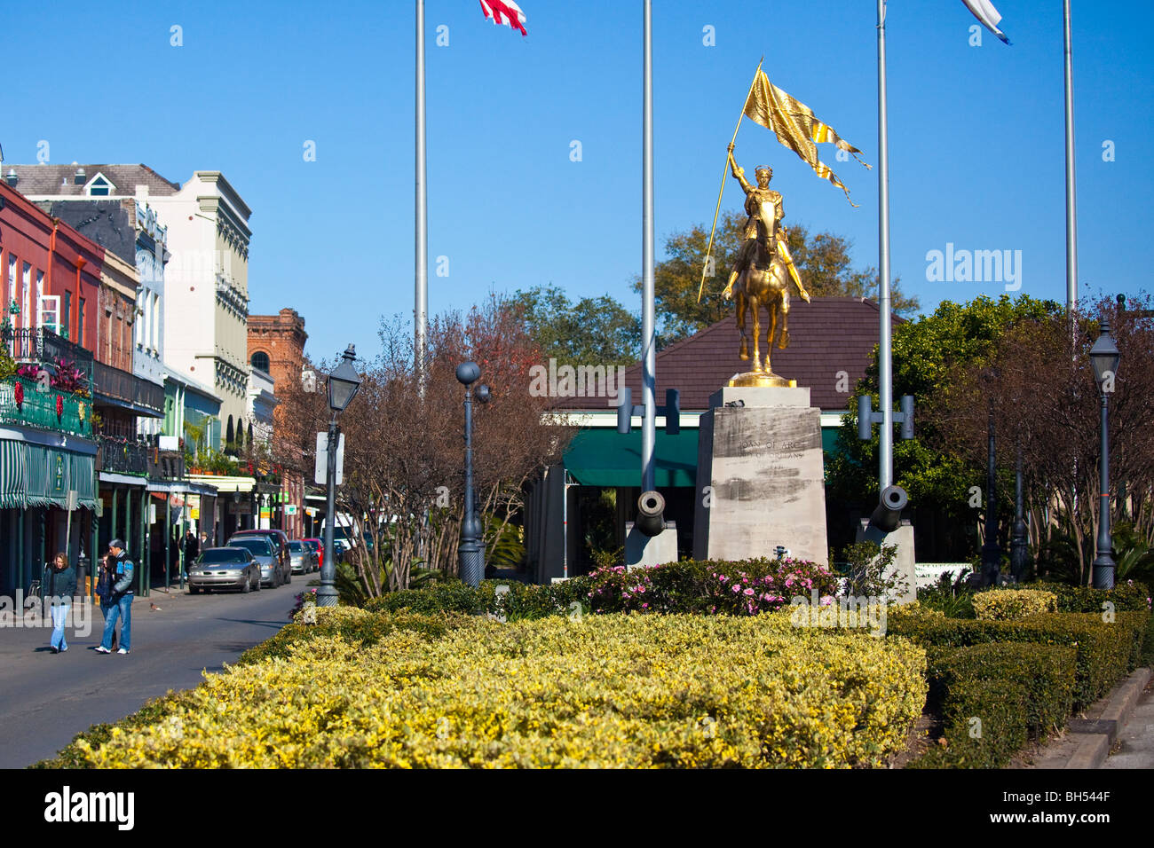 Statue von Jeanne d ' Arc, Decatur Street, französischen Markt - New Orleans, Louisiana Stockfoto