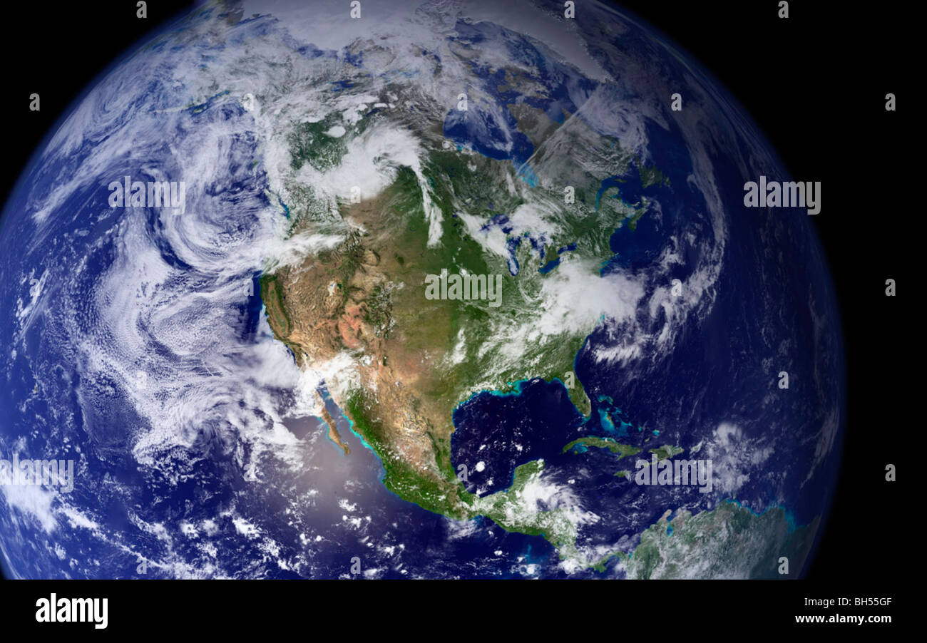 Erde aus Satellitenkamera Stockfoto