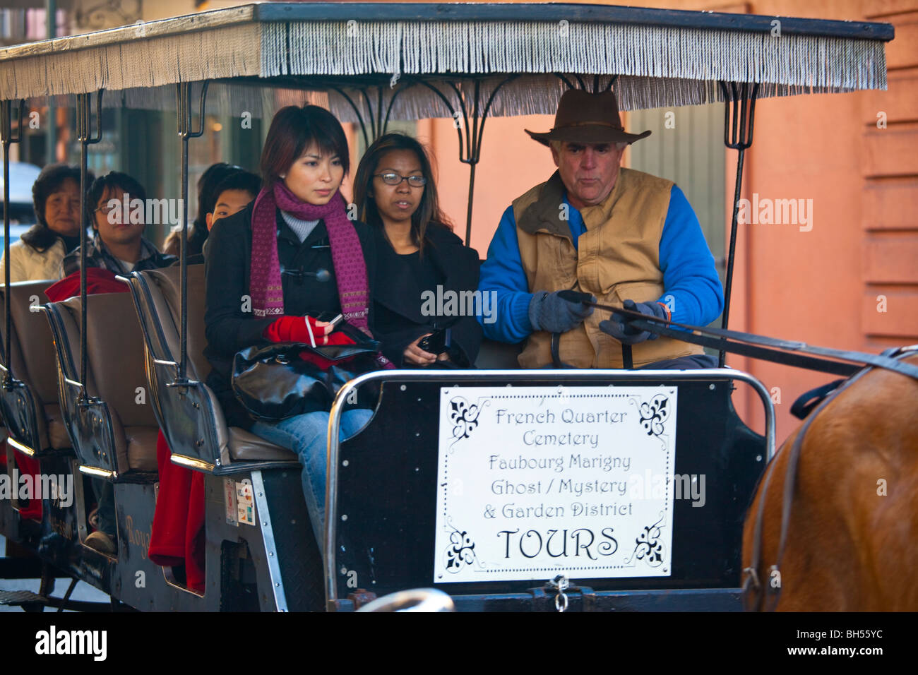 Kutschenfahrt im French Quarter von New Orleans, LA Stockfoto