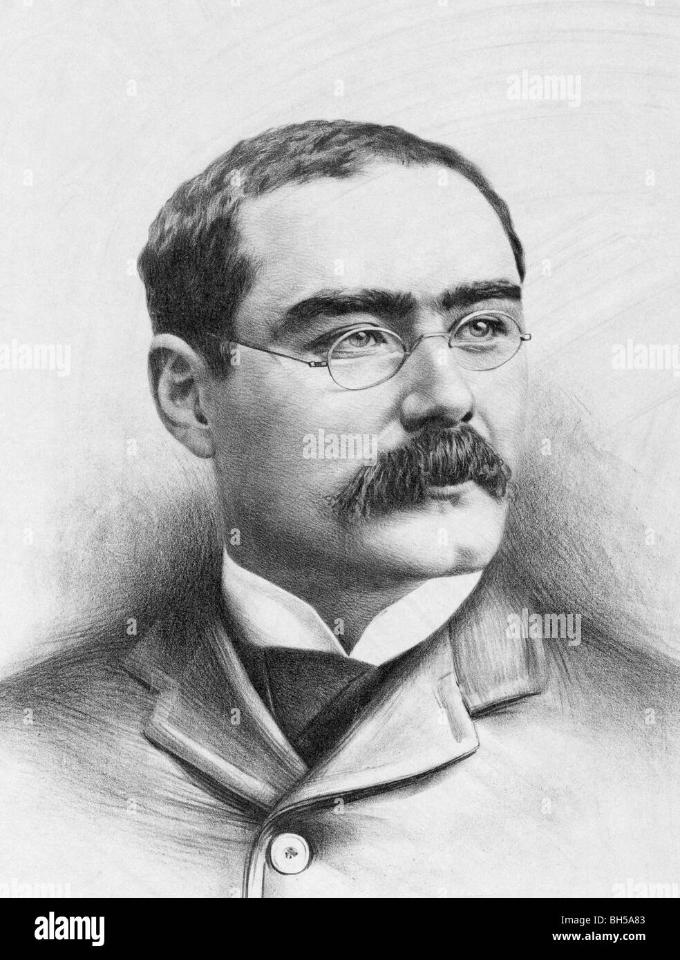 Porträt c1899 von Rudyard Kipling (1865-1936) - britischer Autor und Dichter, dessen Arbeit das Dschungelbuch beinhaltete. Stockfoto