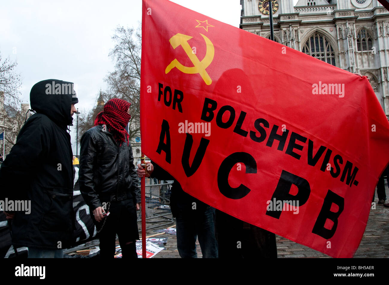 Hunderte versammelten Chilcot Anfrage an Tony Blairs Verhaftung wegen Kriegsverbrechen im Irak London 29.01.10 fordern Stockfoto