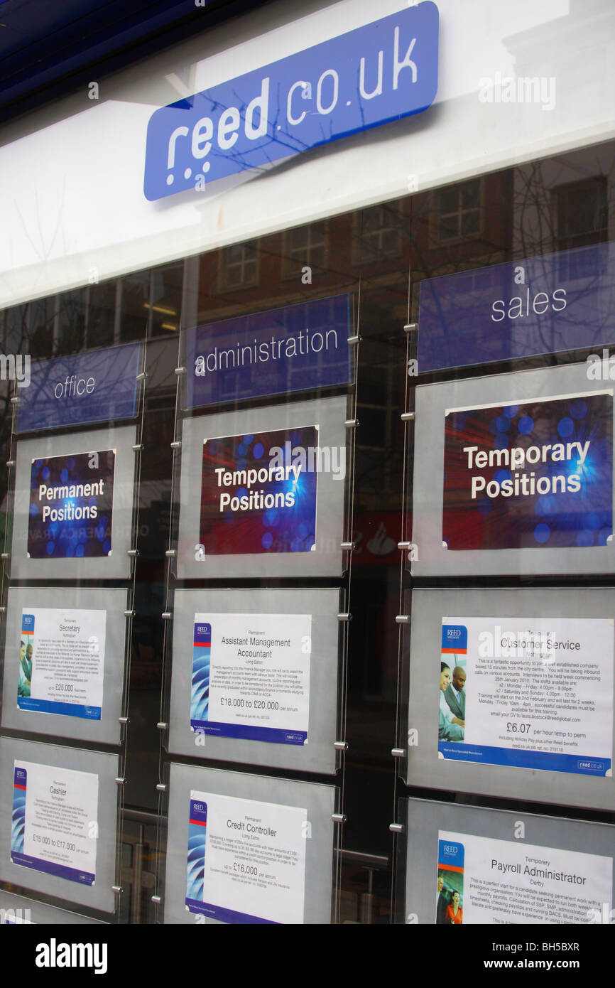 Ein Reed-Arbeitsagentur in einer Stadt, U.K. Stockfoto