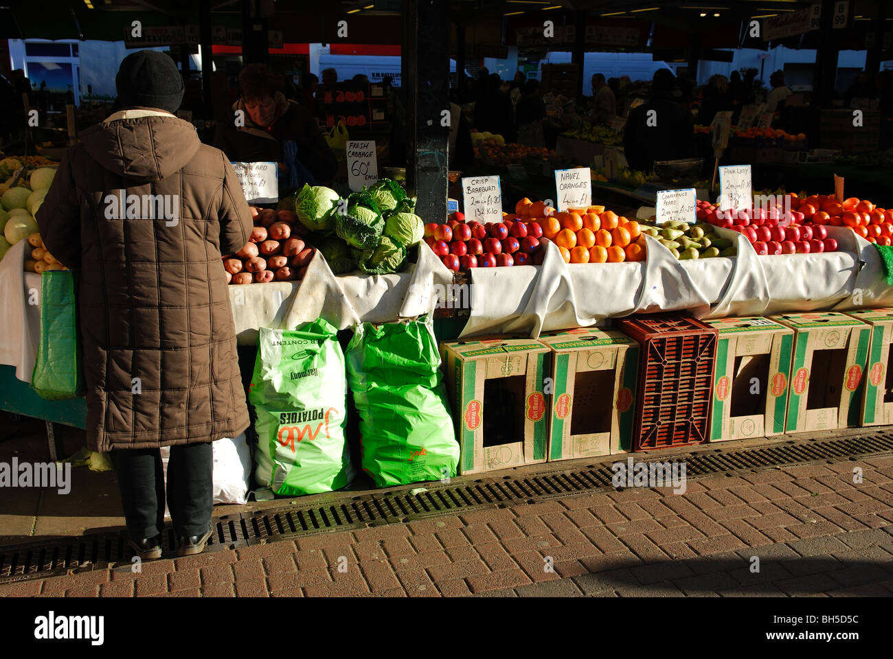 Leicester ist im freien Markt abgedeckt. Stockfoto