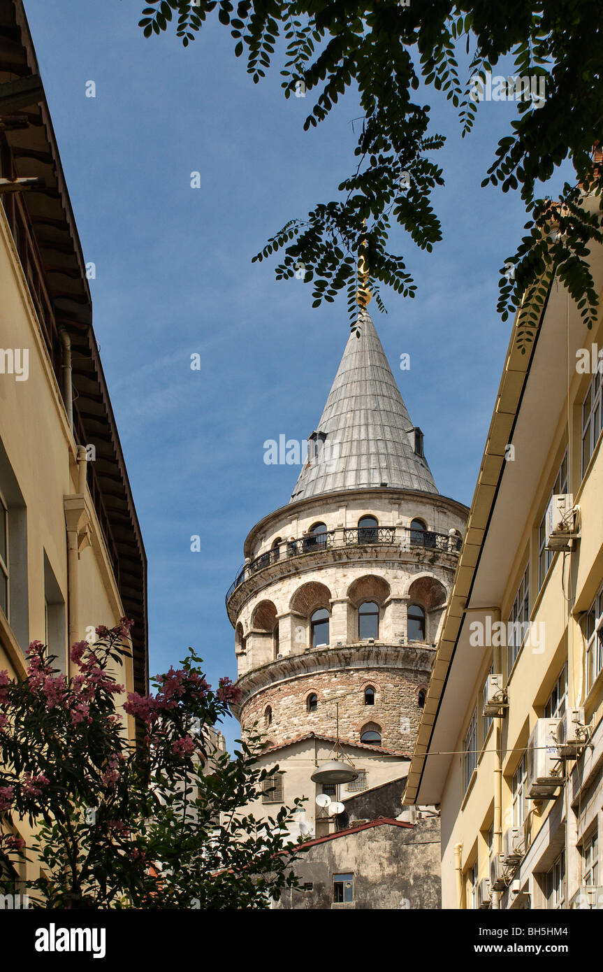 Galata-Turm mittelalterlichen genuesischen Stein-Turm in Istanbul Türkei Stockfoto