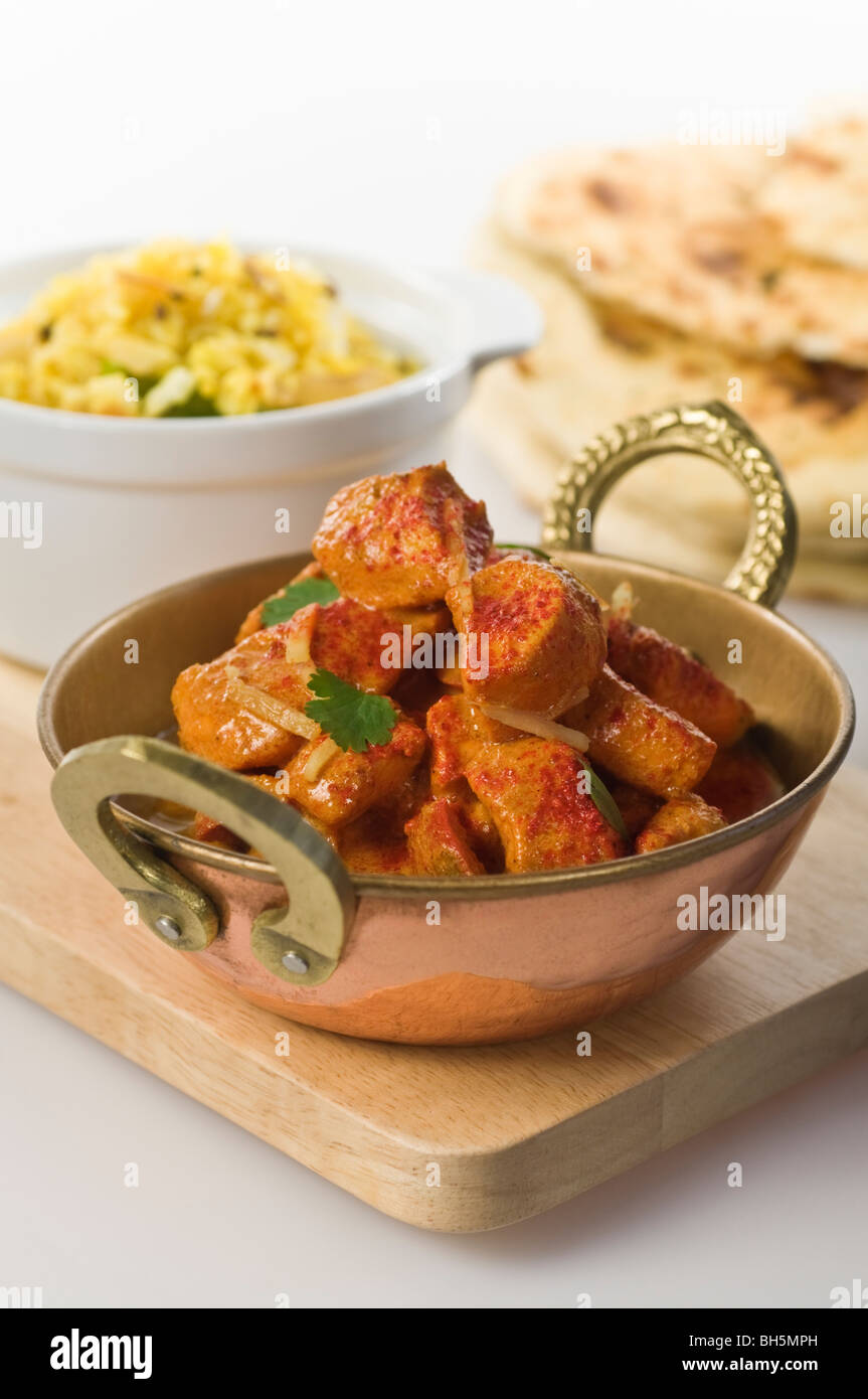 Balti Chicken Tikka Masala Curry indisches Essen Stockfoto