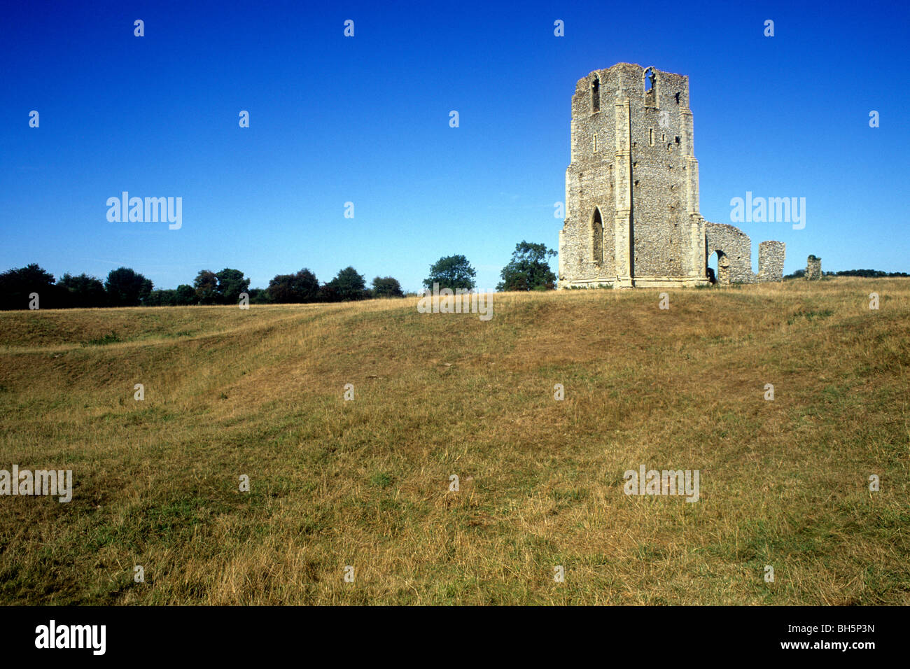 Egmere, Norfolk. Verloren, verlassene mittelalterliche Dorf, Ruinen Kirche englische Dörfer zerstörte East Anglia England UK Turm Kirchen Stockfoto
