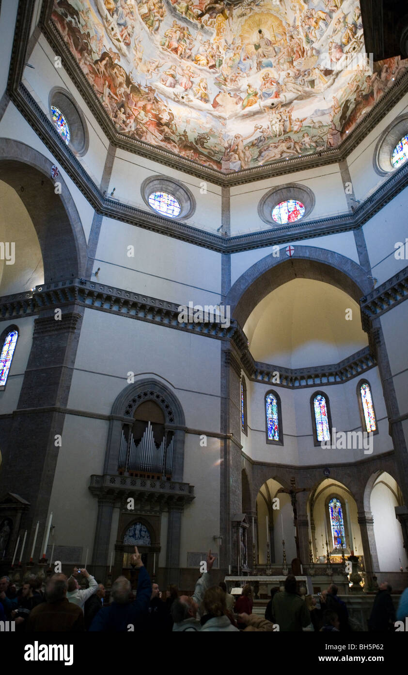 Italien, Toskana, Florenz, das Innere der Kuppel der Kathedrale Santa Maria Novella Stockfoto