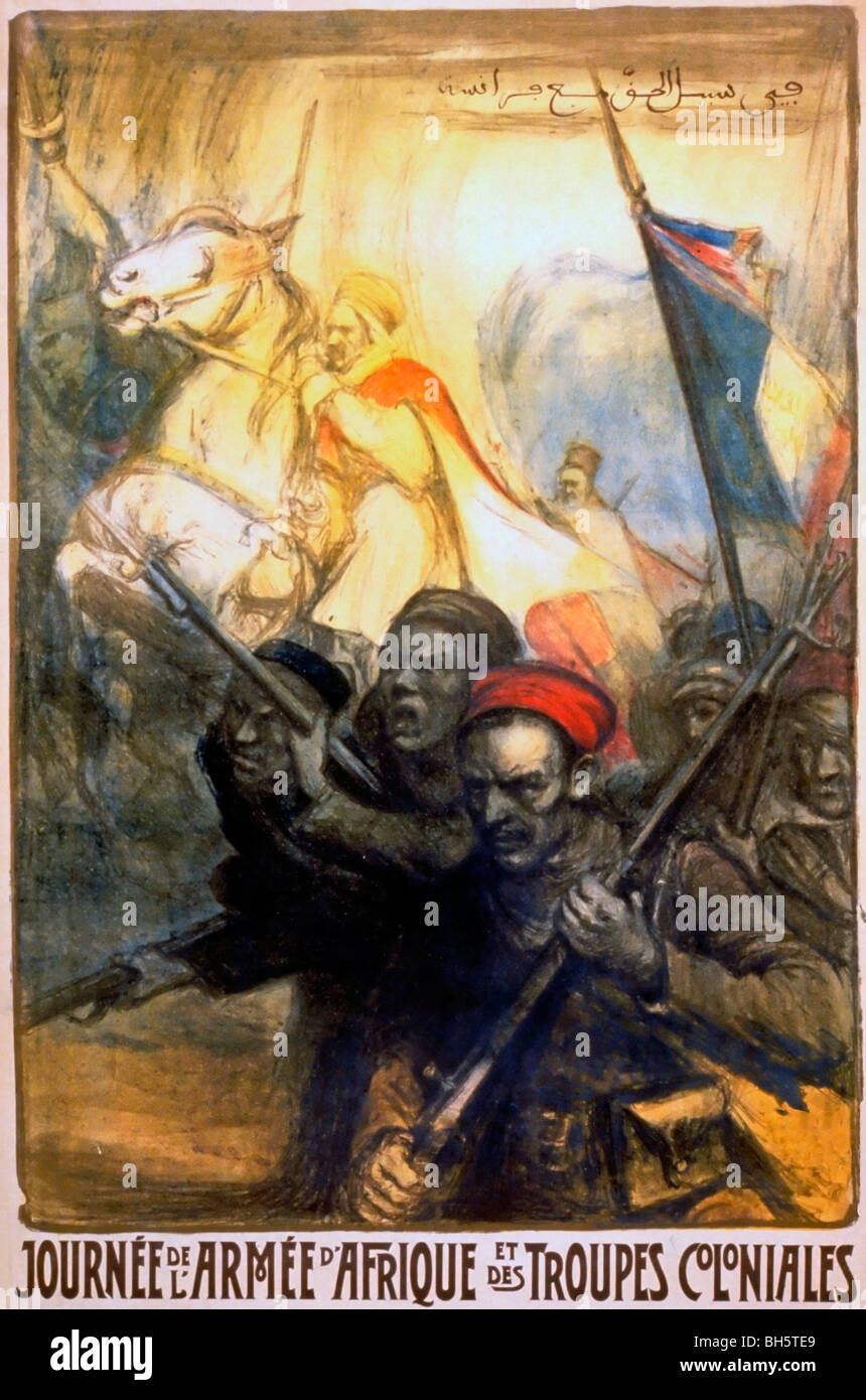 Journée de l'Armée d ' Afrique et des Truppen Coloniales - Weltkrieg Französisch Poster Stockfoto