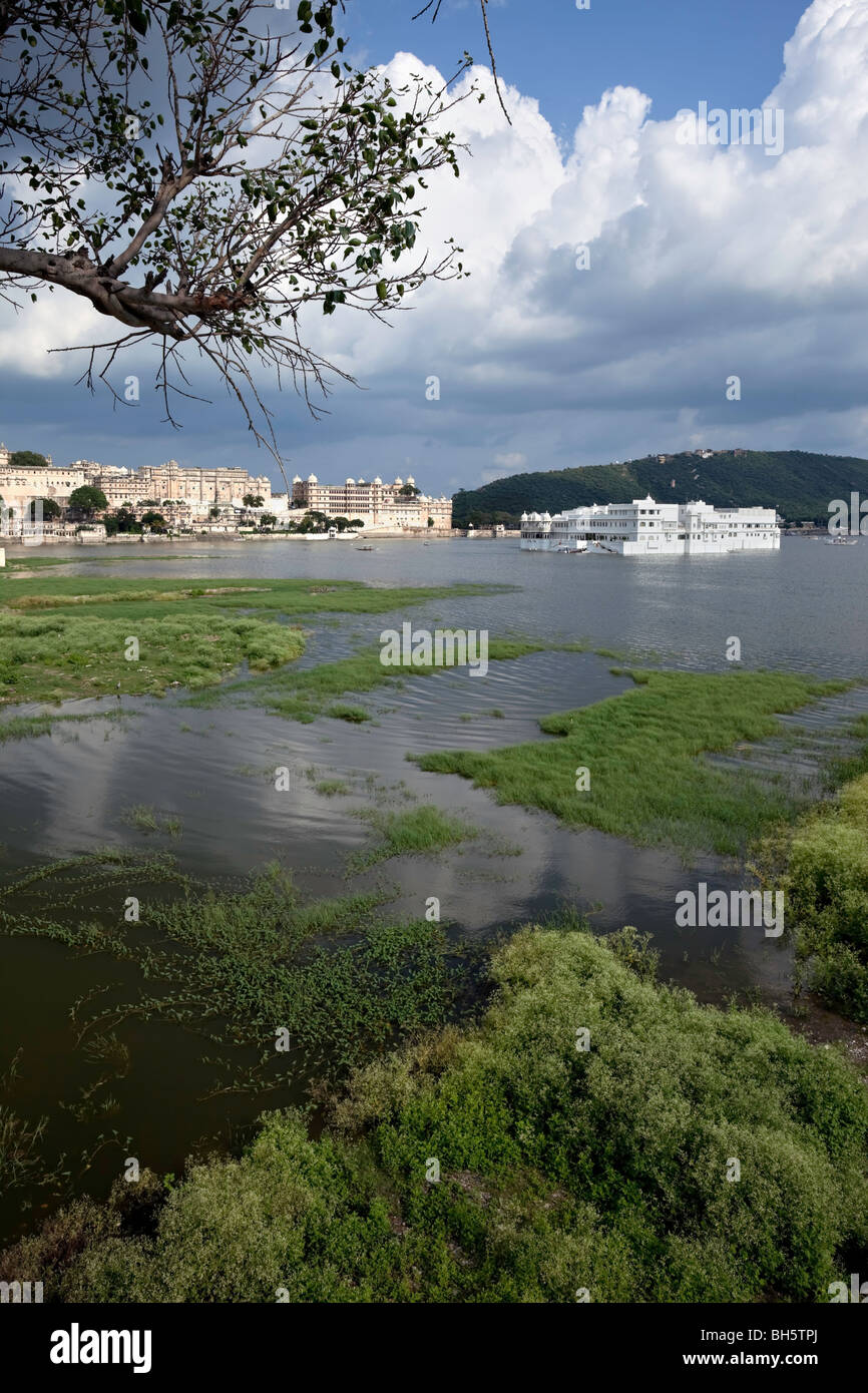 Blick auf Lake Pichola und das Lake Palace Udaipur Stockfoto