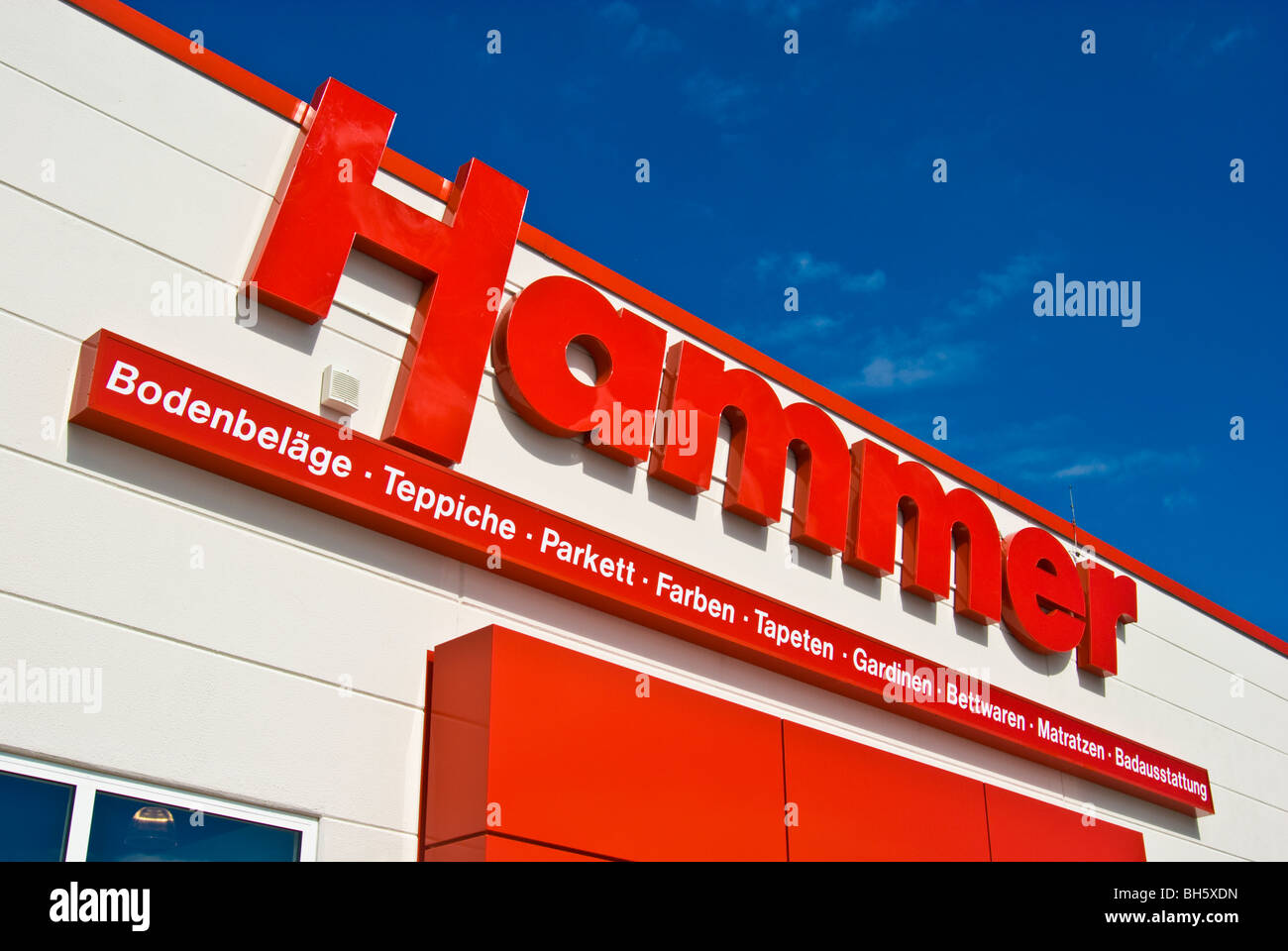Logo der Hammer Heimtextilien einkaufen Markt Stockfoto