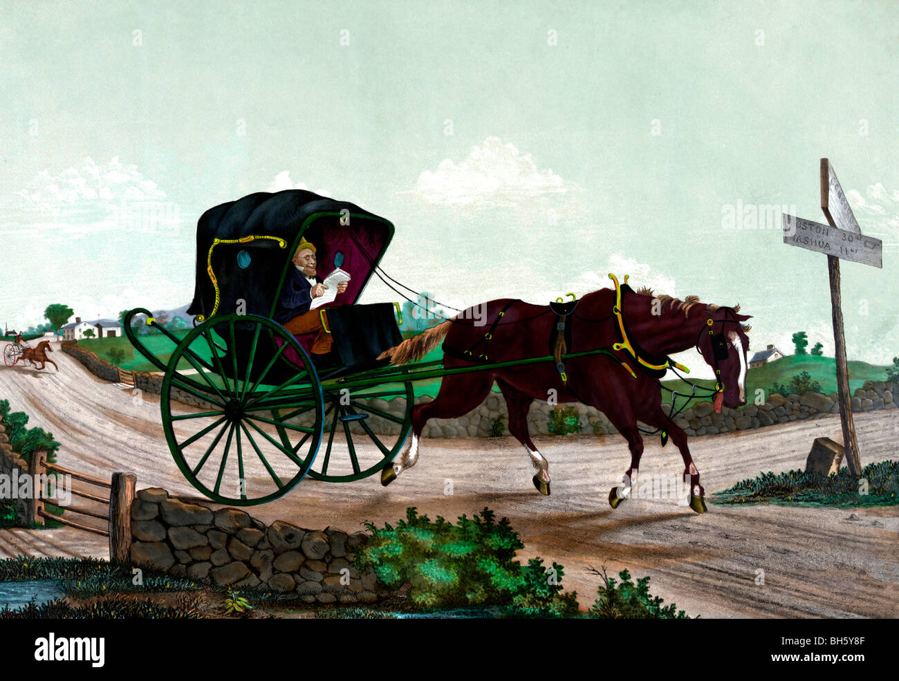Erschöpft Pferd ziehen einer Kutsche - Diakon Jones ein Hoss Shay, Nr. 1 Stockfoto