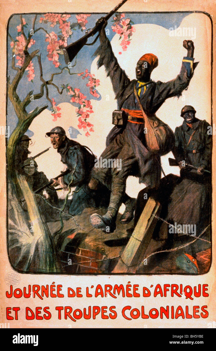 Journée de l'Armée d ' Afrique et des Truppen Coloniales - Weltkrieg Französisch Poster Stockfoto
