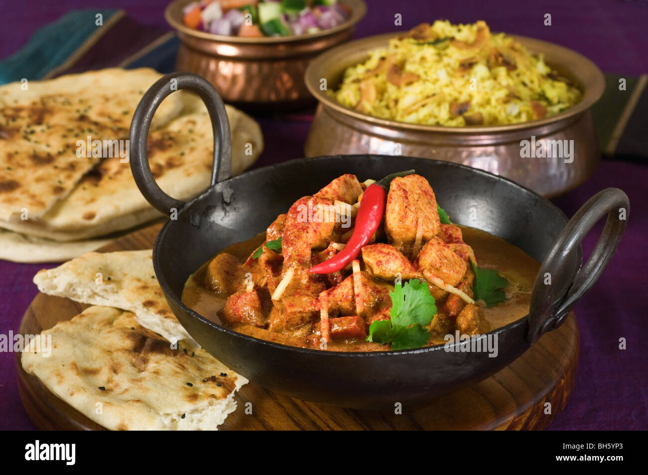 Balti Chicken Tikka Masala Curry indisches Essen Stockfoto