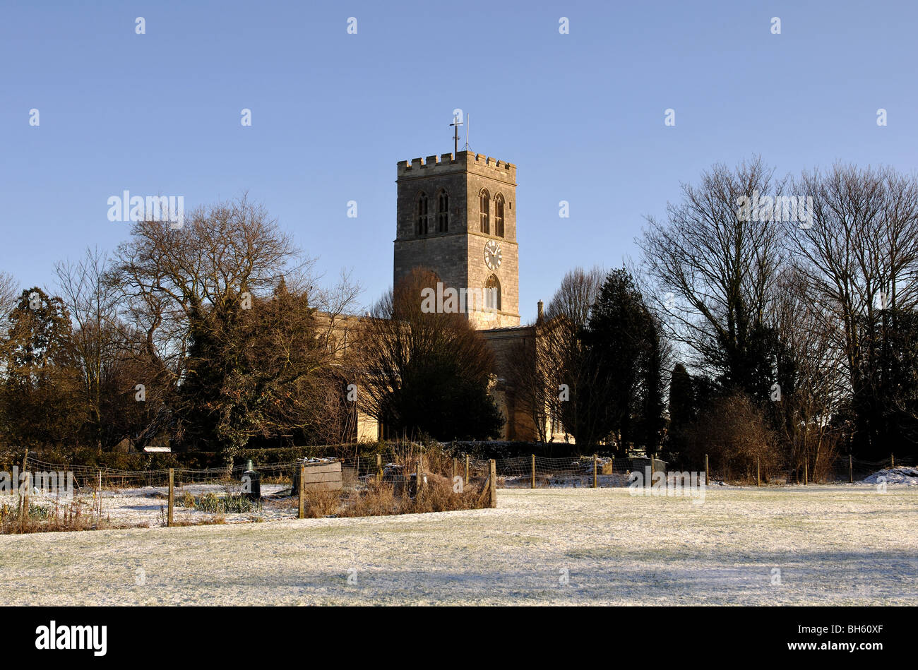 St. Marienkirche in Winter, Thame, Oxfordshire, England, UK Stockfoto
